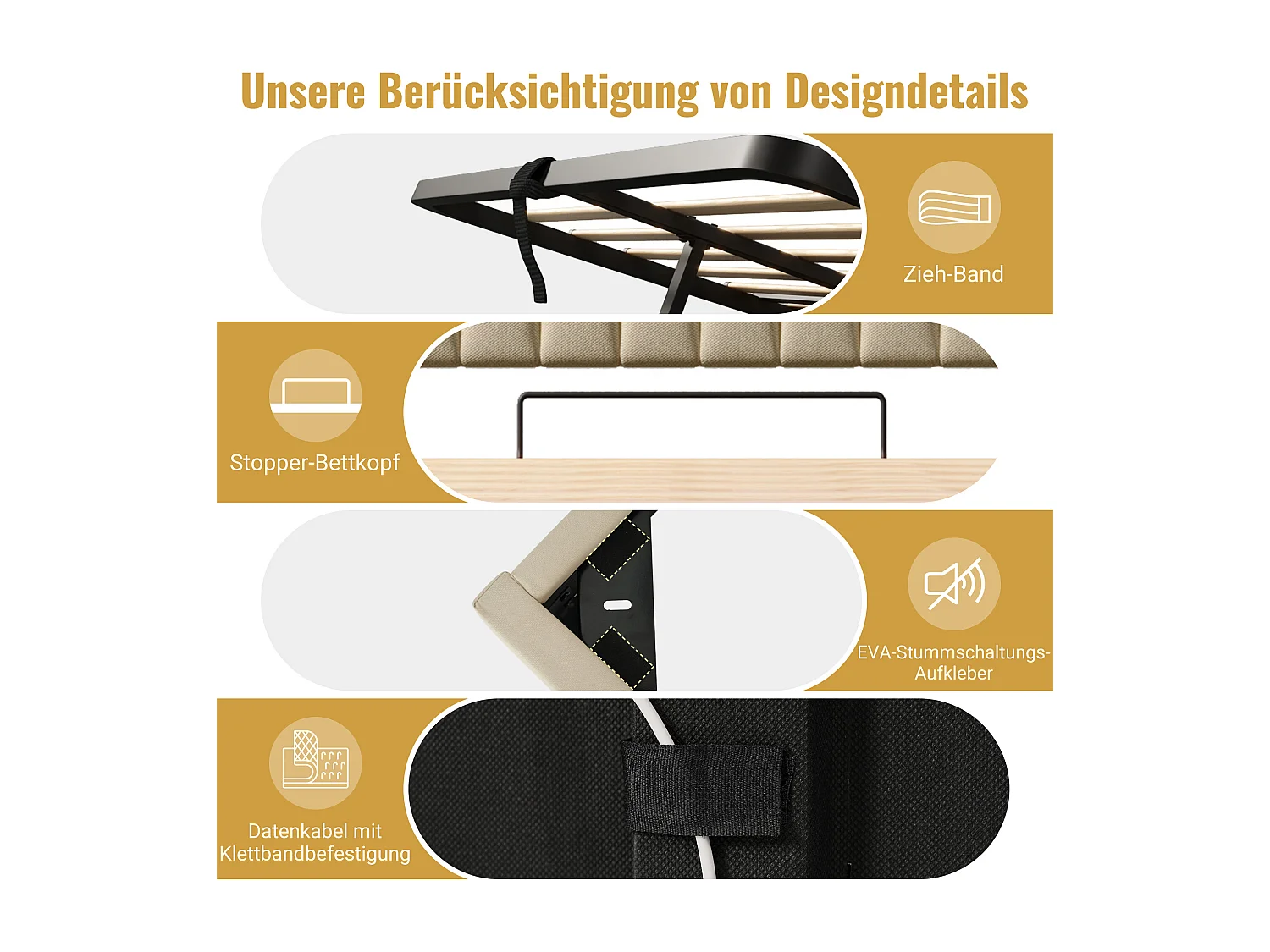 Lit 180x200 cm avec tête de lit de rangement, ports USB et Type-C, éclairage LED, stockage hydraulique, lin beige (218x182x112 cm)