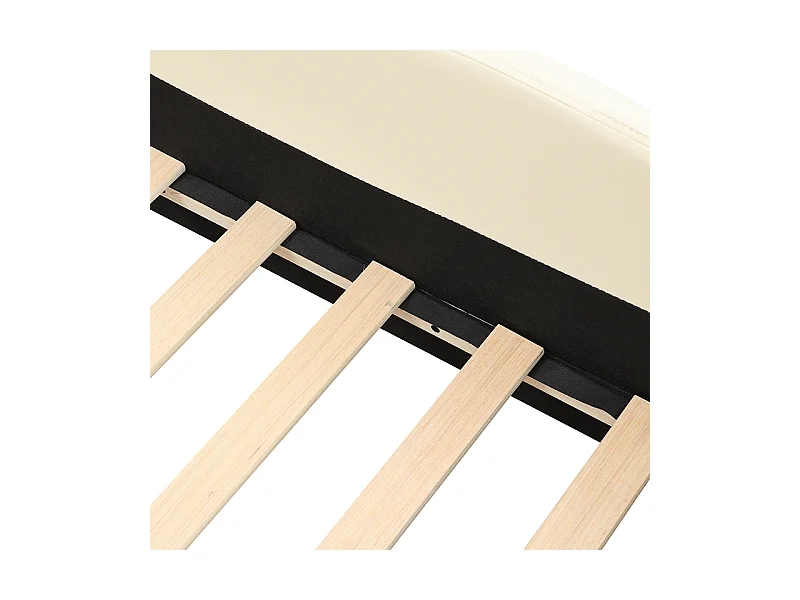 Lit Enfant Cartoon Bateau, 140x200 cm, avec Rétro et Échelle, Matériau PU, Beige (209.5x249x110 cm)