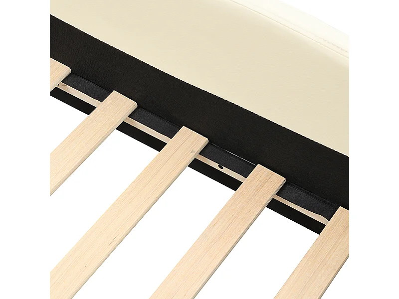 Lit Enfant Cartoon Bateau, 140x200 cm, avec Rétro et Échelle, Matériau PU, Beige (209.5x249x110 cm)