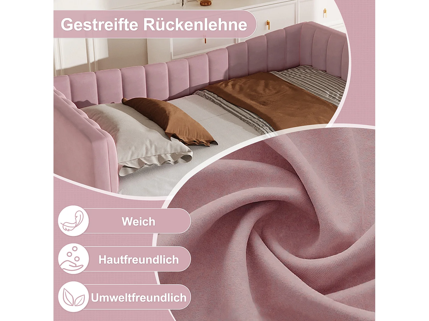 Vlak bed met bureau, lades en planken, grenenhout, wit (90x200 cm)