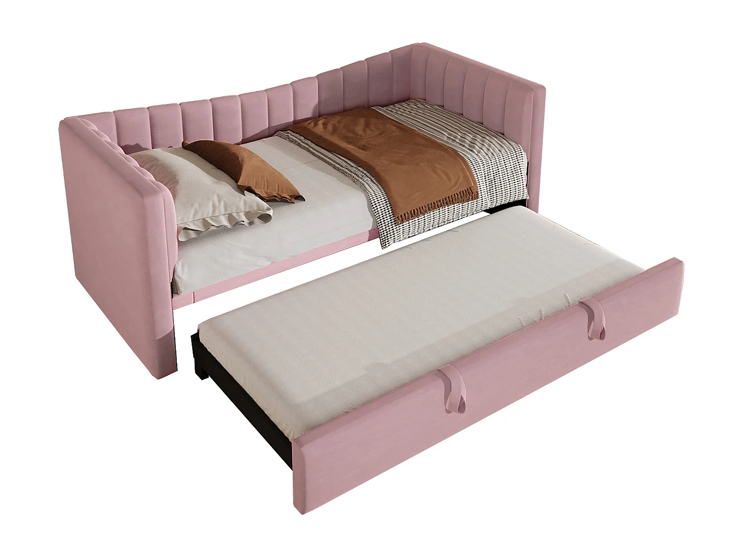 Vlak bed met bureau, lades en planken, grenenhout, wit (90x200 cm)