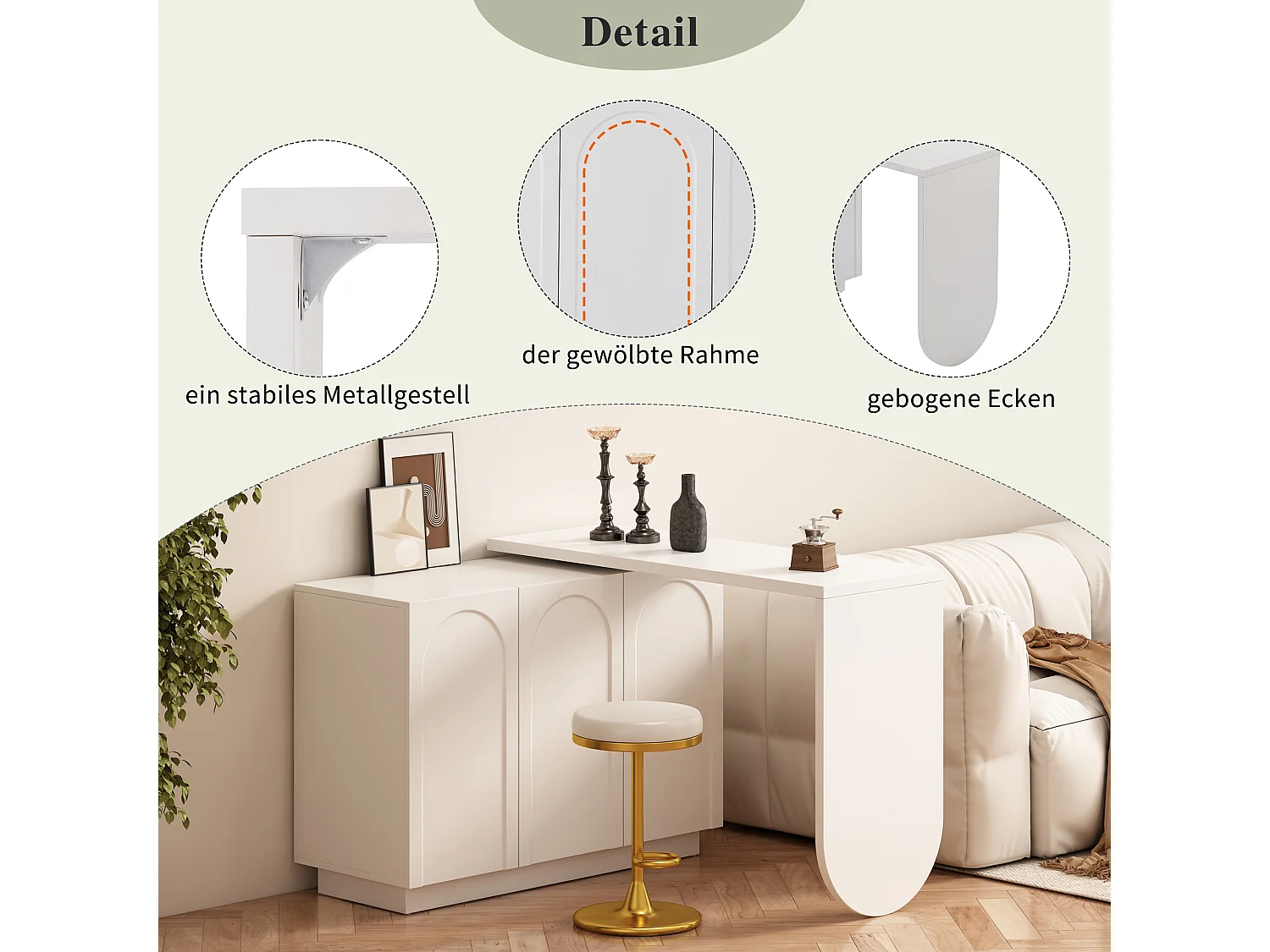 Bureau d'angle rotatif, table multifonction avec rangement, MDF, blanc (138.5x58x75 cm)