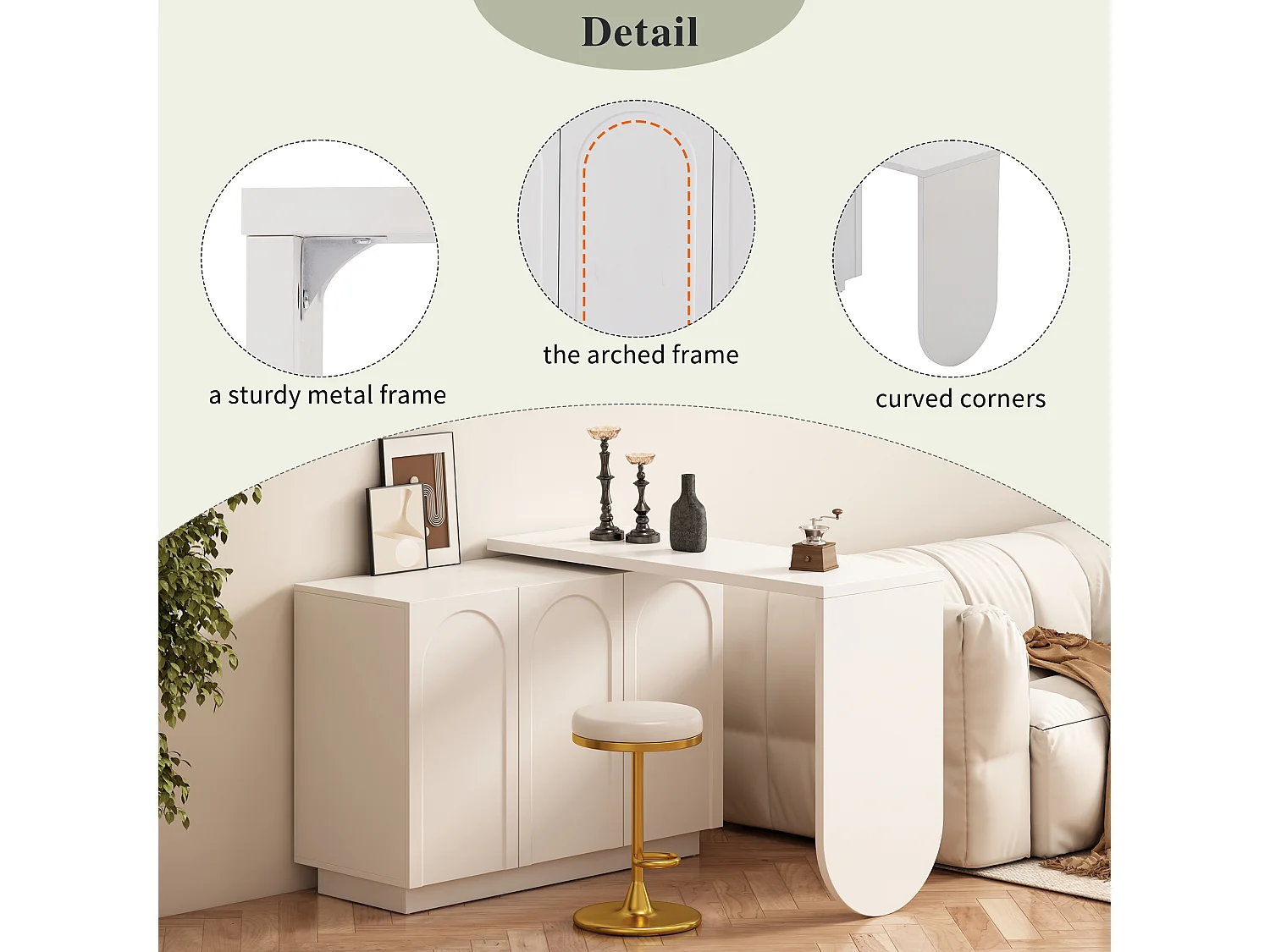 Bureau d'angle rotatif, table multifonction avec rangement, MDF, blanc (138.5x58x75 cm)