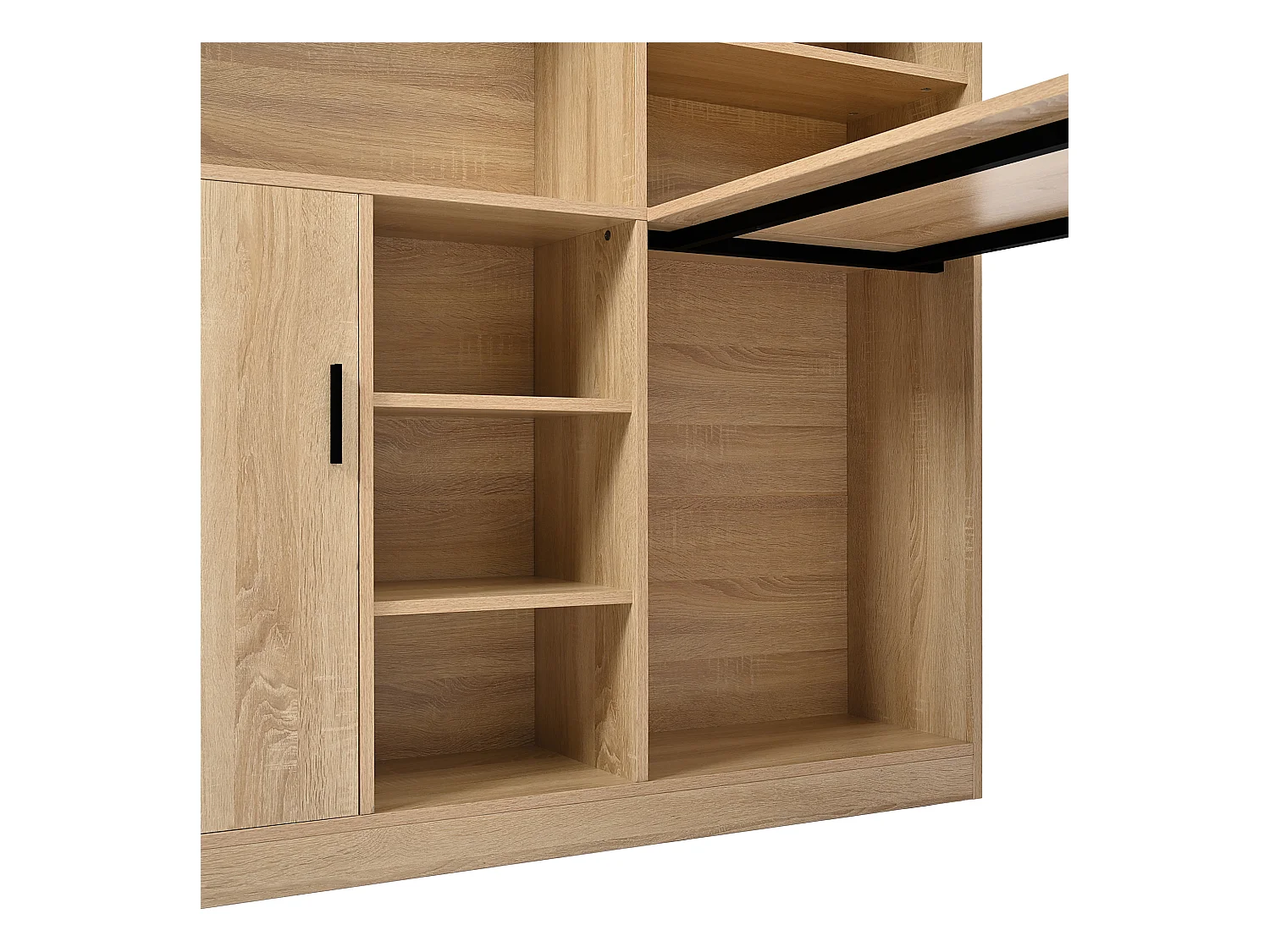 Bureau avec rangement et étagères, design moderne, MDF, naturel (120x50x120 cm)