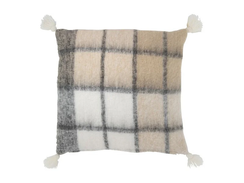 Cojín con pompones de poliéster multicolor 45x45x5 cm