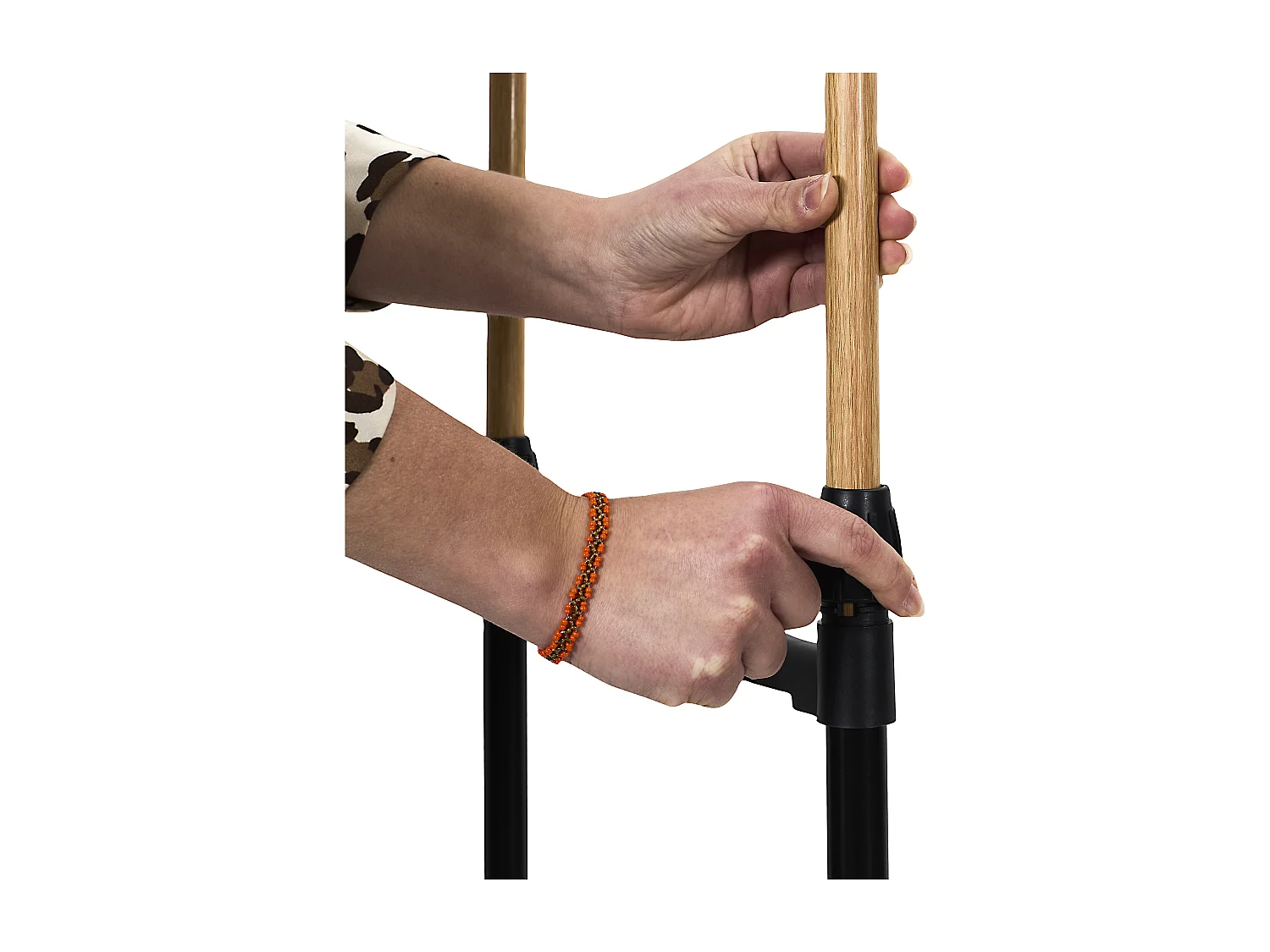 Portant Double Effet Bois Roulette Noir