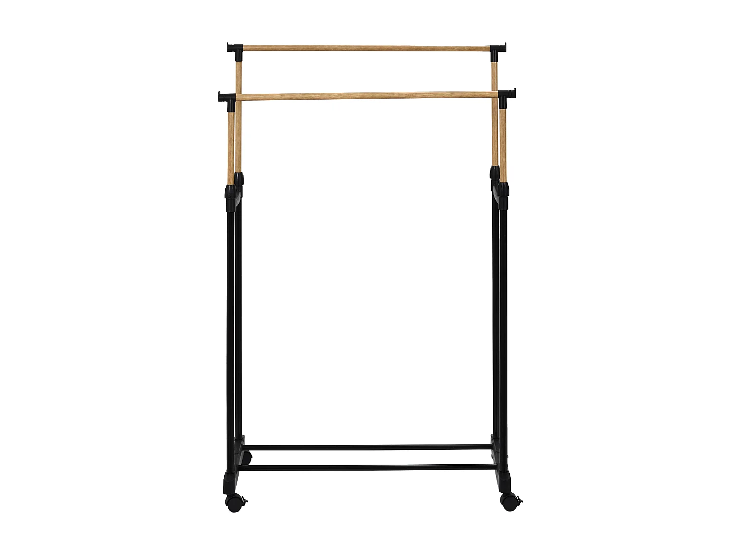 Portant Double Effet Bois Roulette Noir