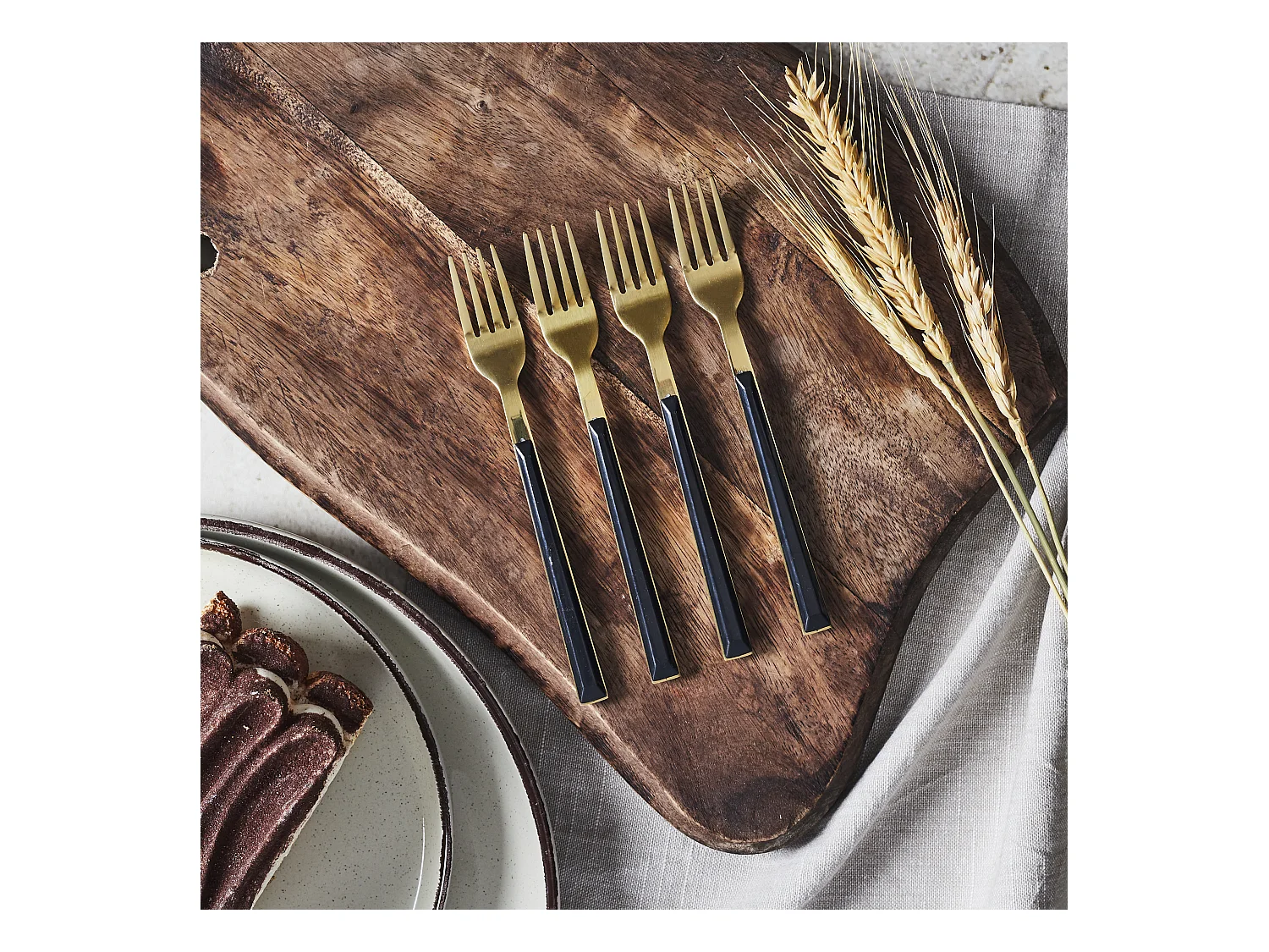 Fourchette A Dessert Noir X4 Charlotte Noir