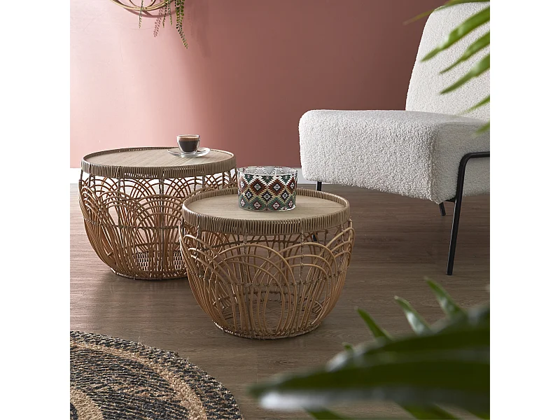 Table Gigogne X2 Java Beige, Marron