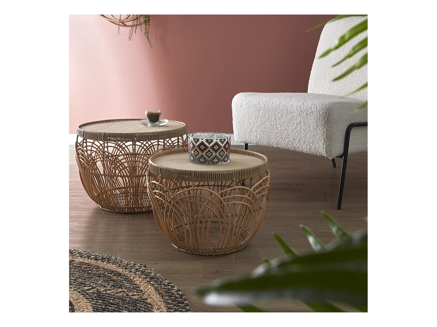 Table Gigogne X2 Java Beige, Marron