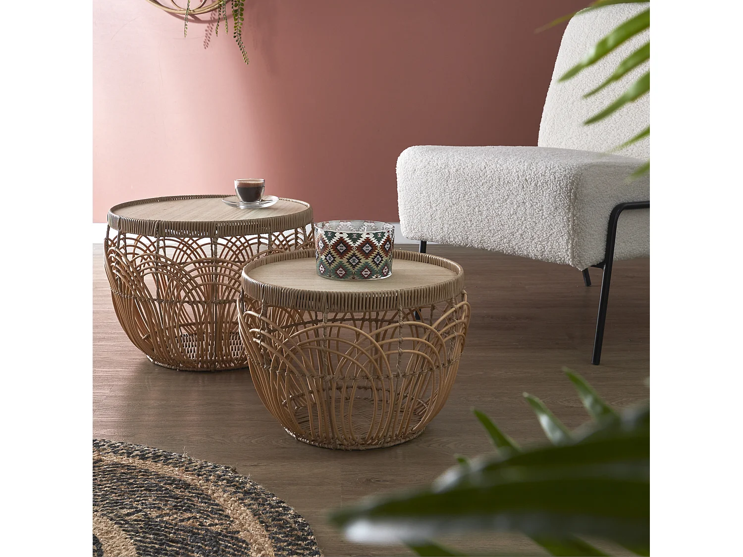 Table Gigogne X2 Java Beige, Marron