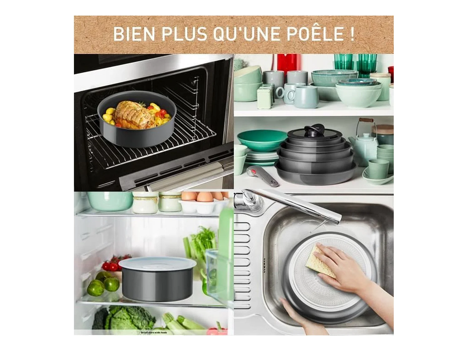 TEFAL INGENIO Poele 24 cm, Induction, Revetement céramique antiadhésif, Recyclée, Cuisson saine, Fabriqué en France, Renew L