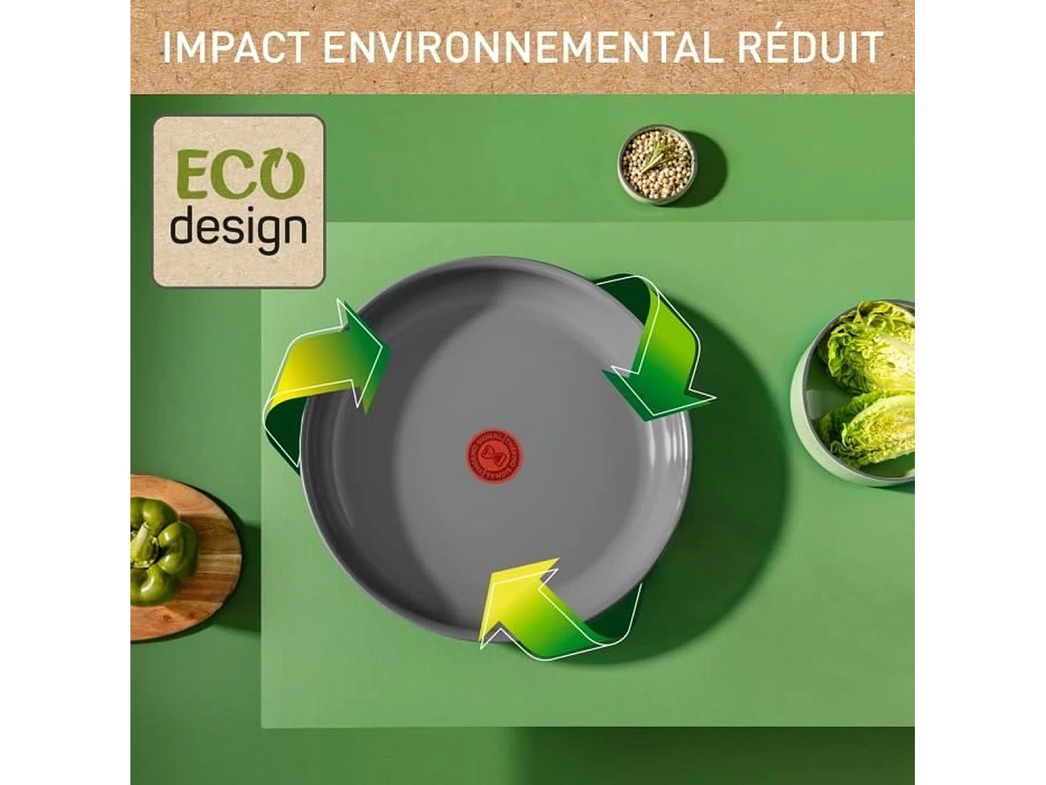 TEFAL INGENIO Poele 24 cm, Induction, Revetement céramique antiadhésif, Recyclée, Cuisson saine, Fabriqué en France, Renew L