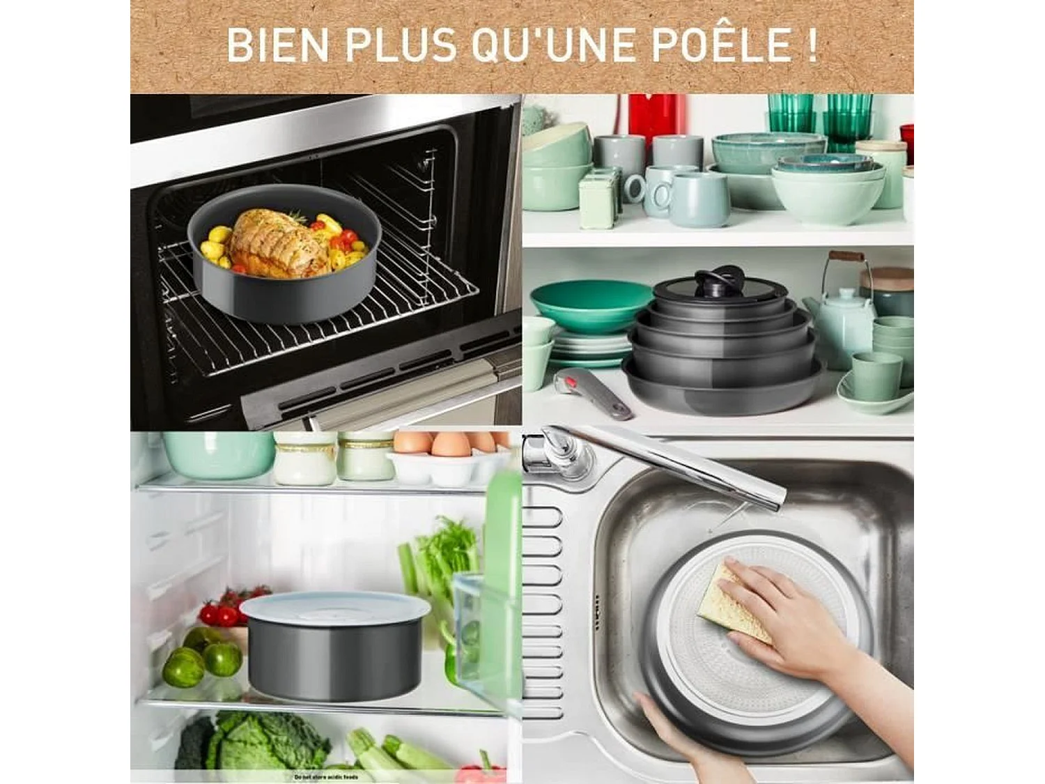 TEFAL INGENIO Poele 24 cm, Induction, Revetement céramique antiadhésif, Recyclée, Cuisson saine, Fabriqué en France, Renew L