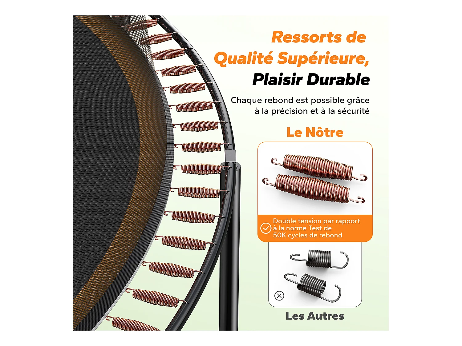 Trampoline Extérieur MERACH, Ø 305 cm, avec filet de protection, Jeu en plein air sécurisé, structure stable, Jusqu'à 150kg