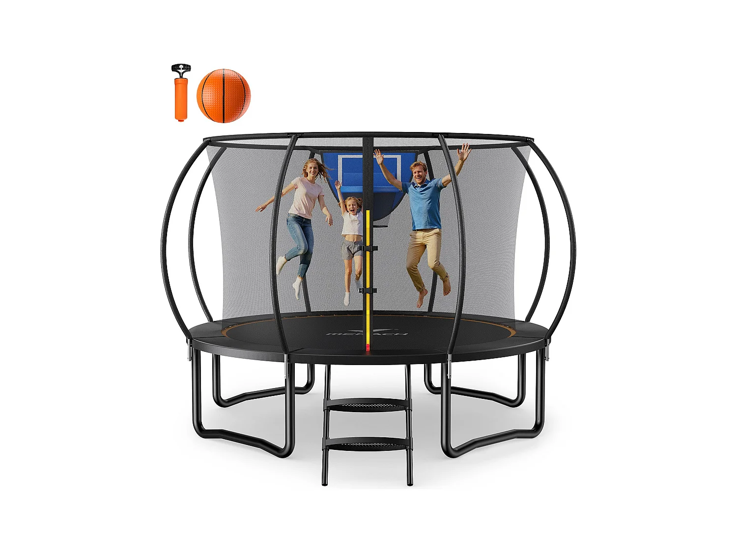 Trampoline Extérieur MERACH, Ø 305 cm, avec filet de protection, Jeu en plein air sécurisé, structure stable, Jusqu'à 150kg