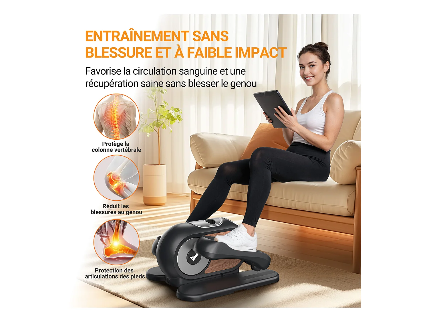 Mini Ellipsentrainer & Stepper – kompakter Crosstrainer mit 12 Widerstandsstufen, LCD-Display, platzsparend, Heimtrainer für Beine & Po