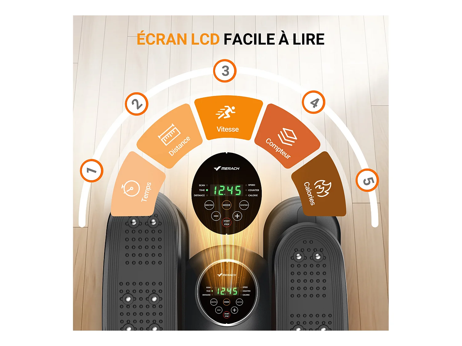 Mini Ellipsentrainer & Stepper – kompakter Crosstrainer mit 12 Widerstandsstufen, LCD-Display, platzsparend, Heimtrainer für Beine & Po