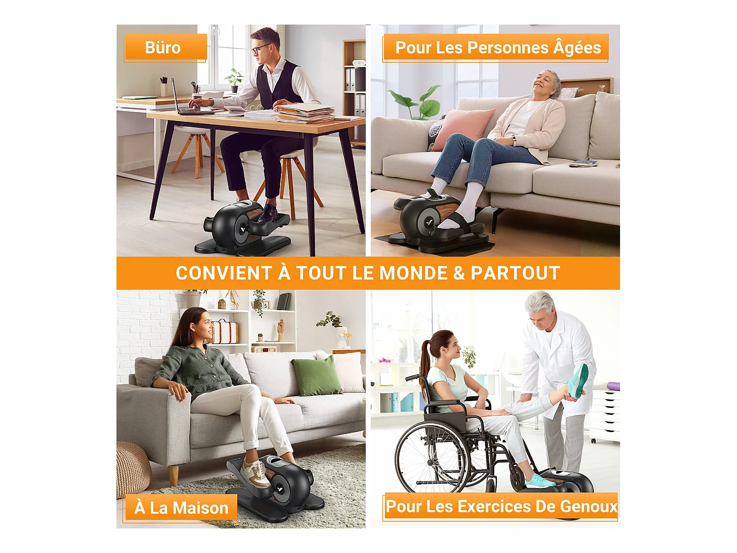 Mini Ellipsentrainer & Stepper – kompakter Crosstrainer mit 12 Widerstandsstufen, LCD-Display, platzsparend, Heimtrainer für Beine & Po