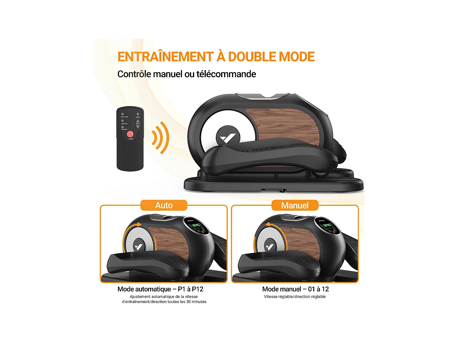 Mini Ellipsentrainer & Stepper – kompakter Crosstrainer mit 12 Widerstandsstufen, LCD-Display, platzsparend, Heimtrainer für Beine & Po