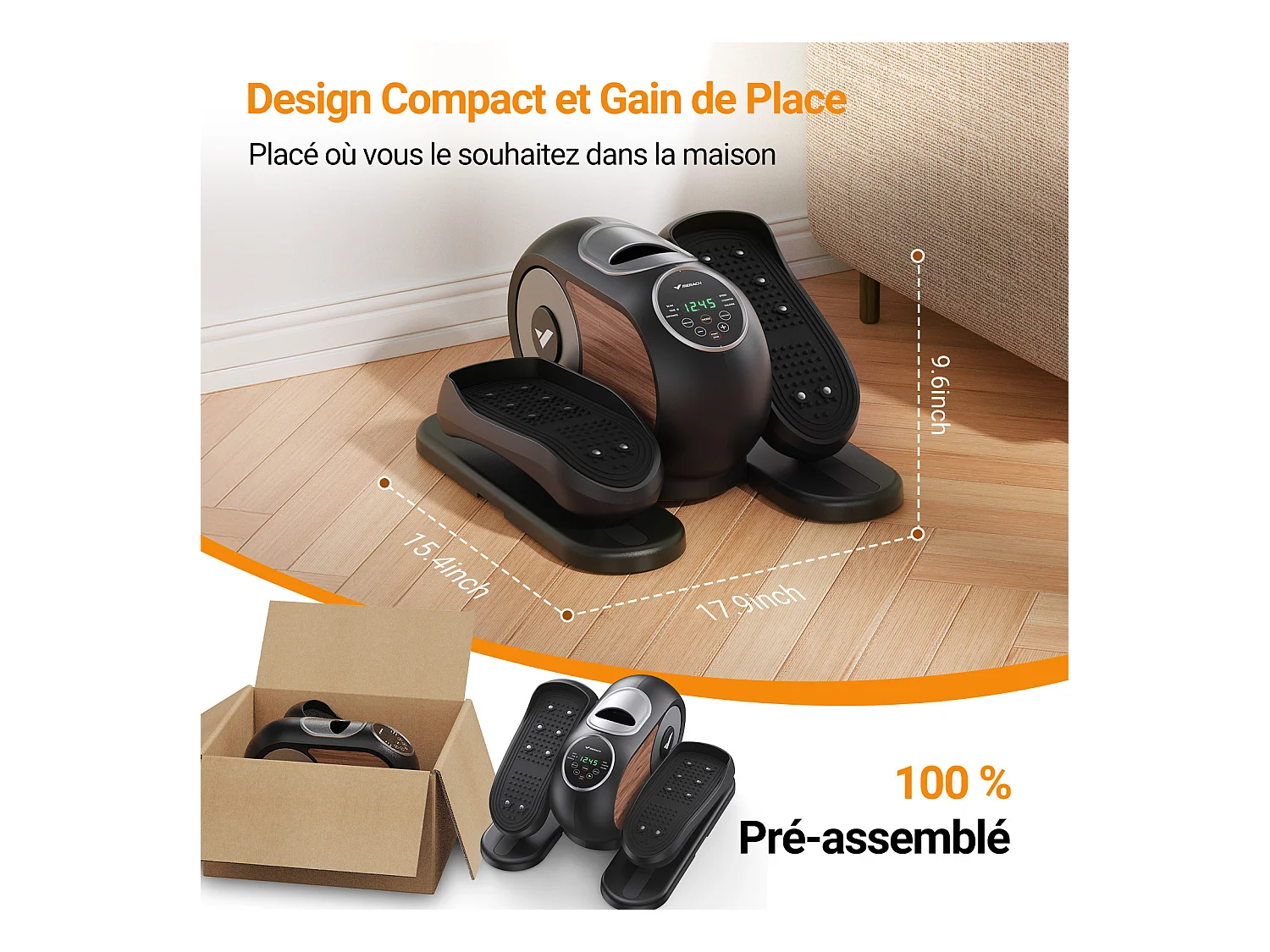 Mini Ellipsentrainer & Stepper – kompakter Crosstrainer mit 12 Widerstandsstufen, LCD-Display, platzsparend, Heimtrainer für Beine & Po