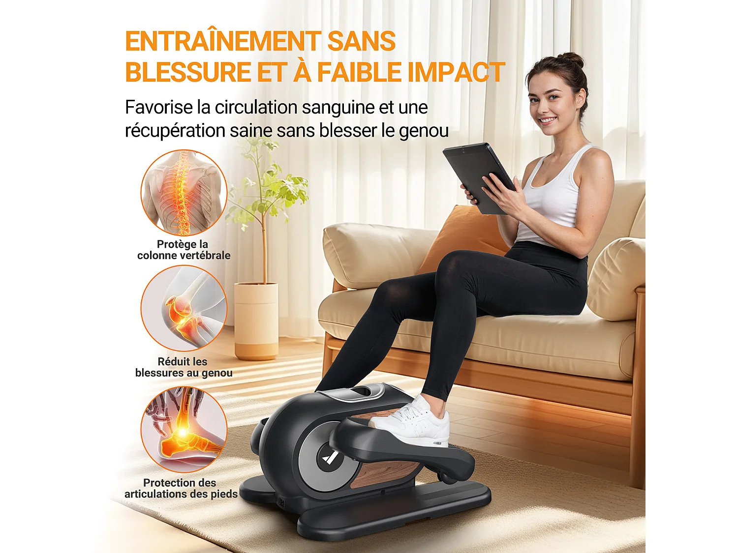 Mini Ellipsentrainer & Stepper – kompakter Crosstrainer mit 12 Widerstandsstufen, LCD-Display, platzsparend, Heimtrainer für Beine & Po