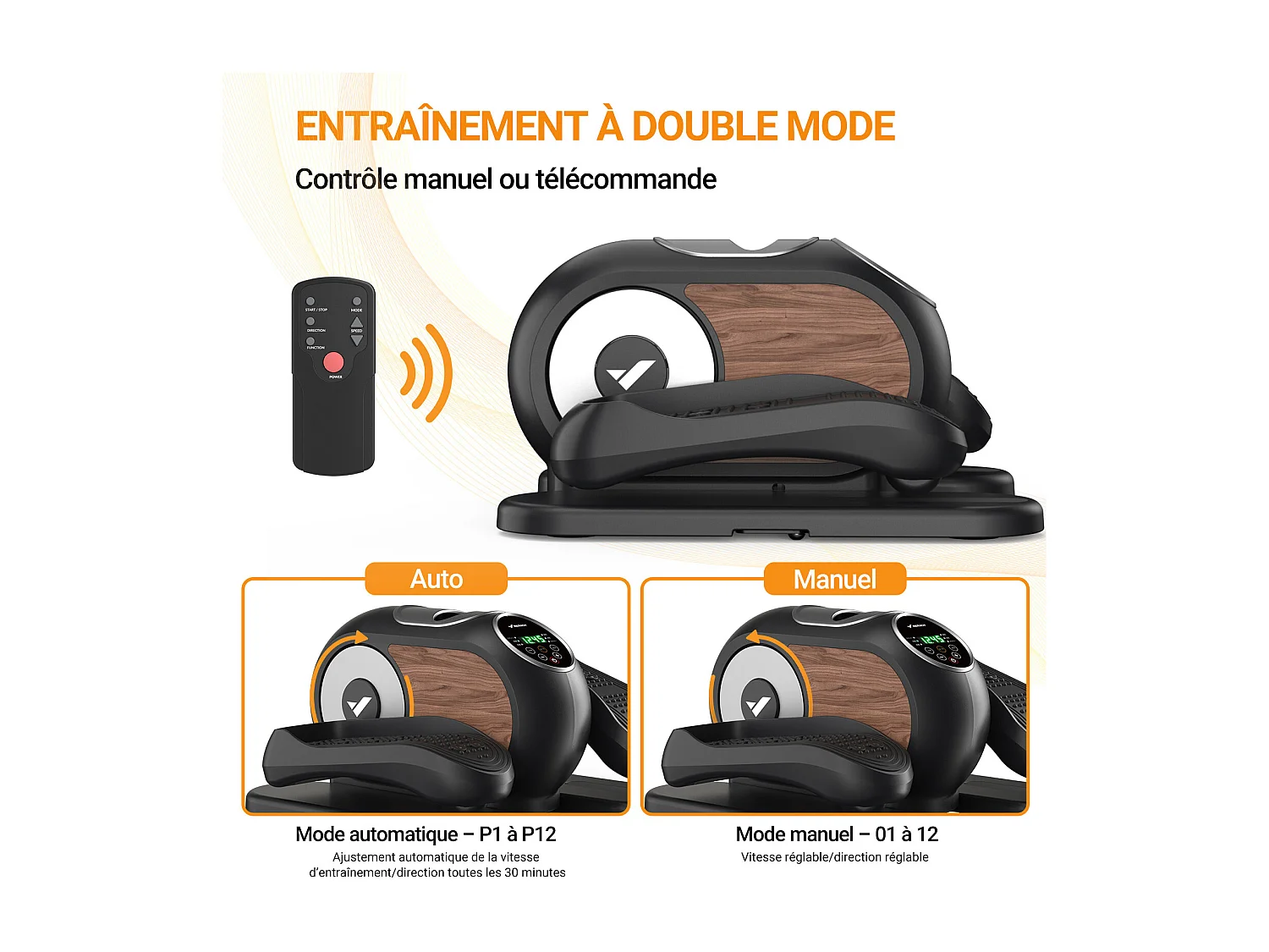 Mini Ellipsentrainer & Stepper – kompakter Crosstrainer mit 12 Widerstandsstufen, LCD-Display, platzsparend, Heimtrainer für Beine & Po