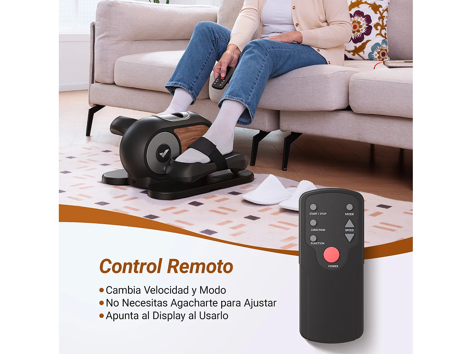 Mini Bicicleta Elíptica Eléctrica MERACH, 12 Niveles, Pantalla Táctil LCD, Control Remoto, Bandas de Resistencia, Base Antideslizante