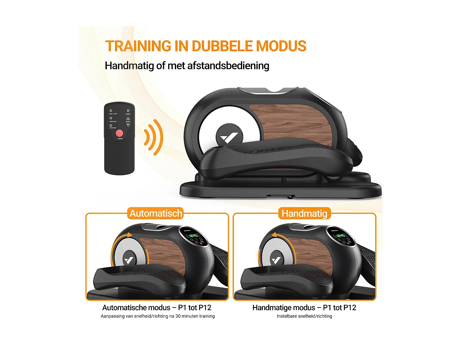 Mini Bicicleta Elíptica Eléctrica MERACH, 12 Niveles, Pantalla Táctil LCD, Control Remoto, Bandas de Resistencia, Base Antideslizante