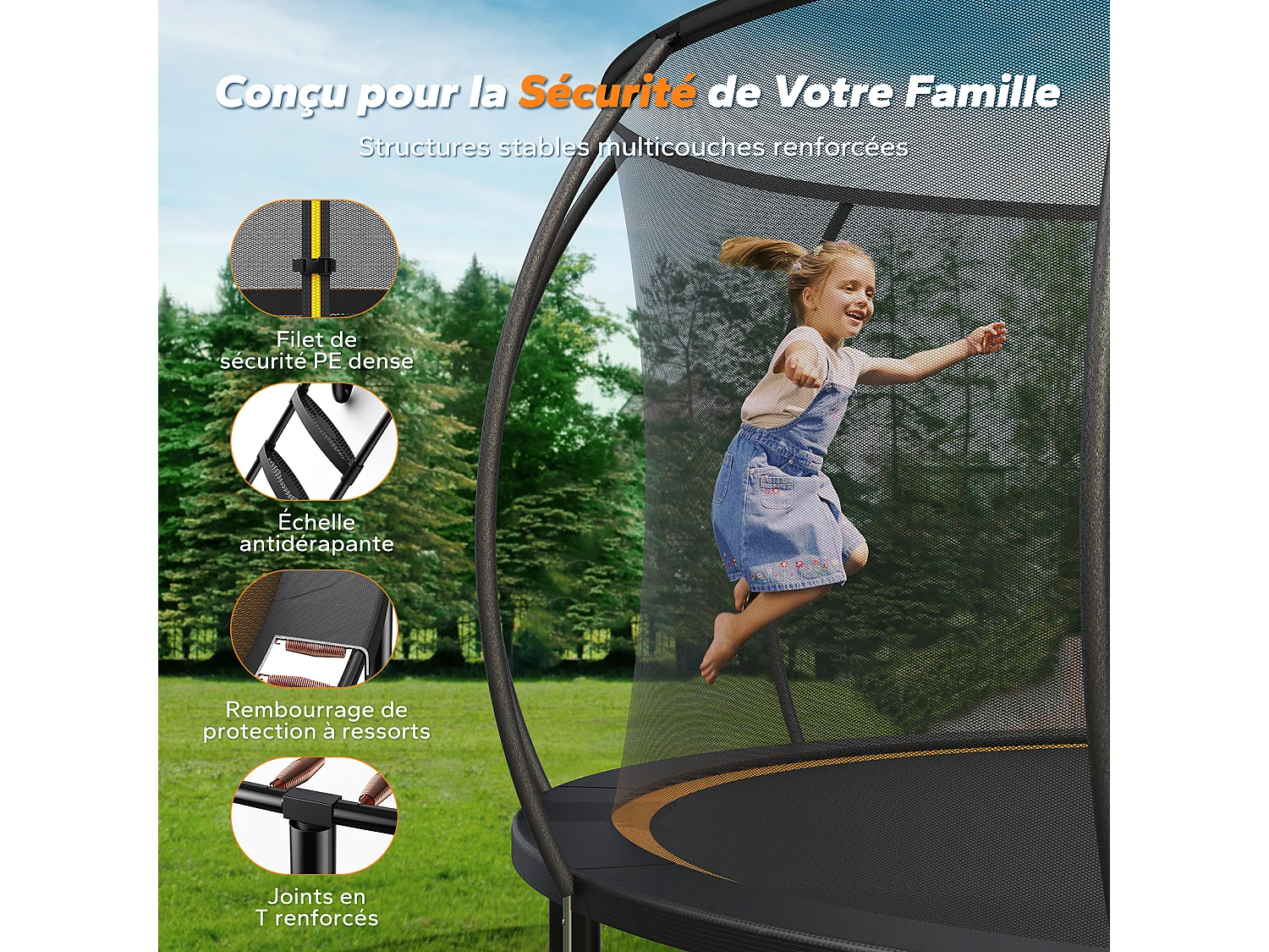 MERACH Trampoline Ø366 cm voor Buiten – Versterkt Frame met Verzinkt Staal – Inclusief Veiligheidsnet & Basketbalring – Tot 150 kg – Voor Familiegebruik