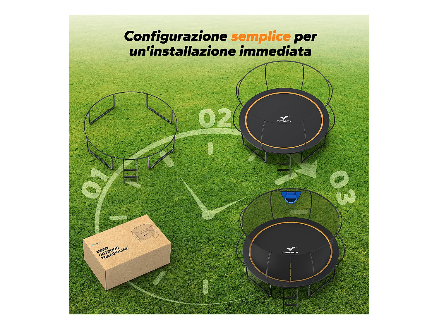 Trampoline de jardin MERACH, Ø 427cm, Filet de sécurité inclus, idéal pour jeu extérieur, rebond puissant et stable, Jusqu'à 150kg