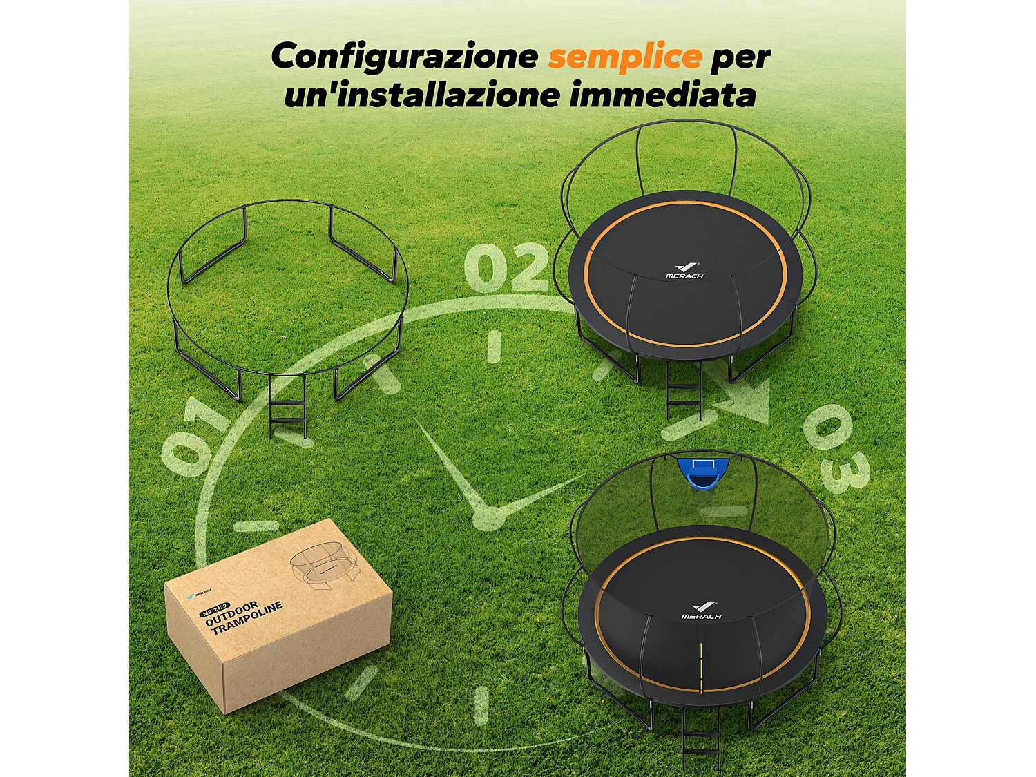 MERACH Grote Tuin Trampoline Ø427 cm – Krachtige Rebound met Elastische Koorden – Met Net & Basketbalset – Veilig Buiten Spelen – Max 150 kg