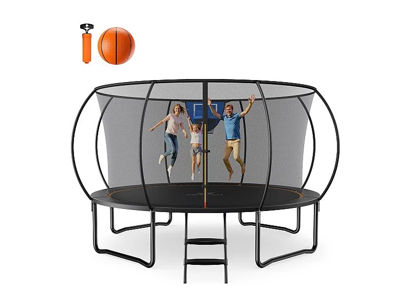 Trampoline de jardin MERACH, Ø 427cm, Filet de sécurité inclus, idéal pour jeu extérieur, rebond puissant et stable, Jusqu'à 150kg
