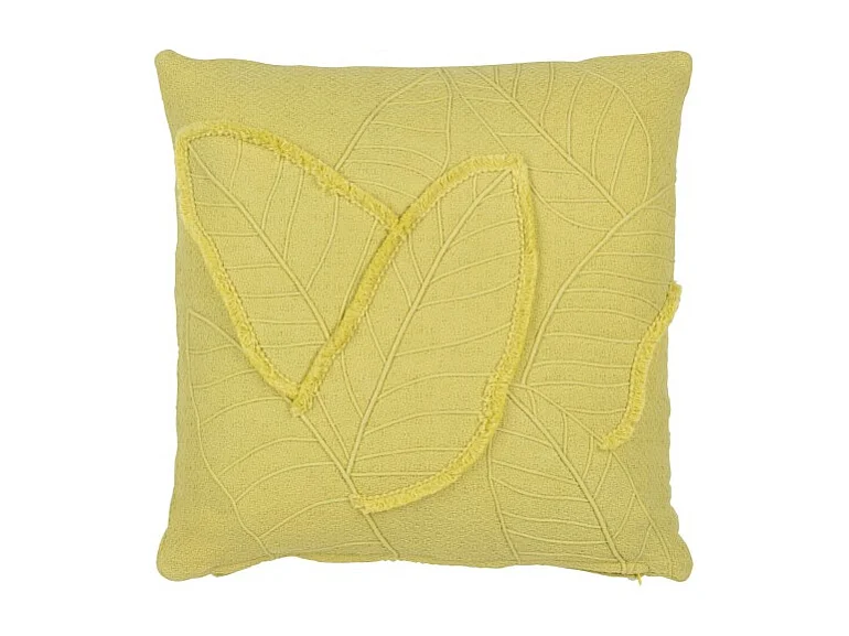 Cojín hojas en algodón/lino/poliéster verde 45x45x15 cm