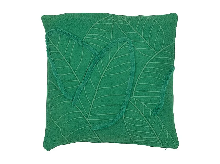 Cojín hojas en algodón/lino/poliéster verde 45x45x15 cm