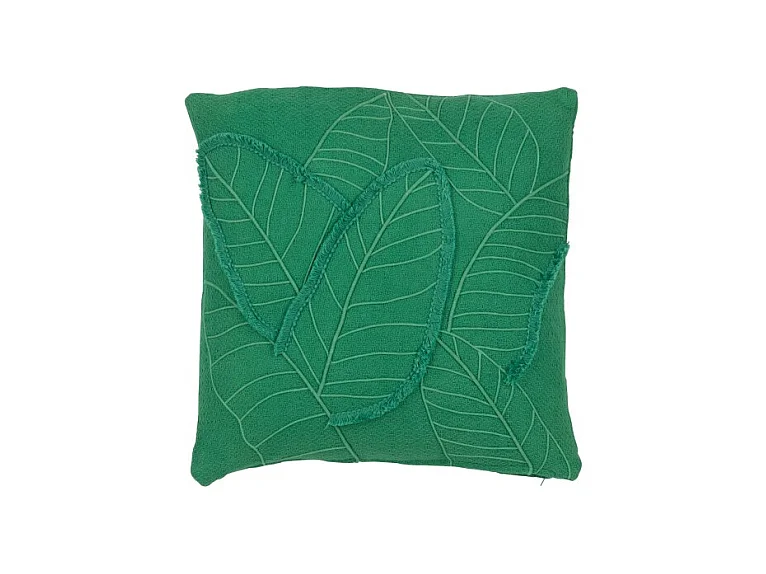 Cojín hojas en algodón/lino/poliéster verde 45x45x15 cm