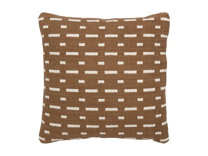 Cojín de Exterior en Poliéster Marrón/Blanco 45x45x12 cm