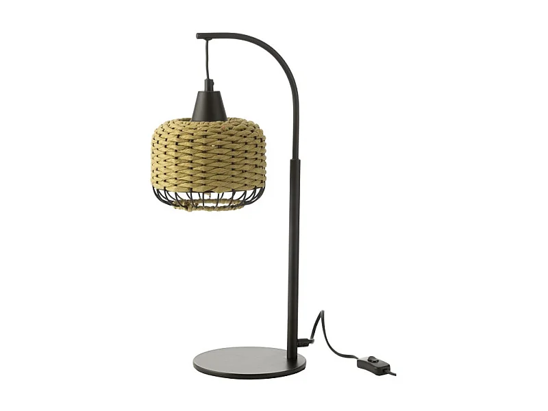 Lámpara de pie de metal y fibra verde 17x17x52 cm