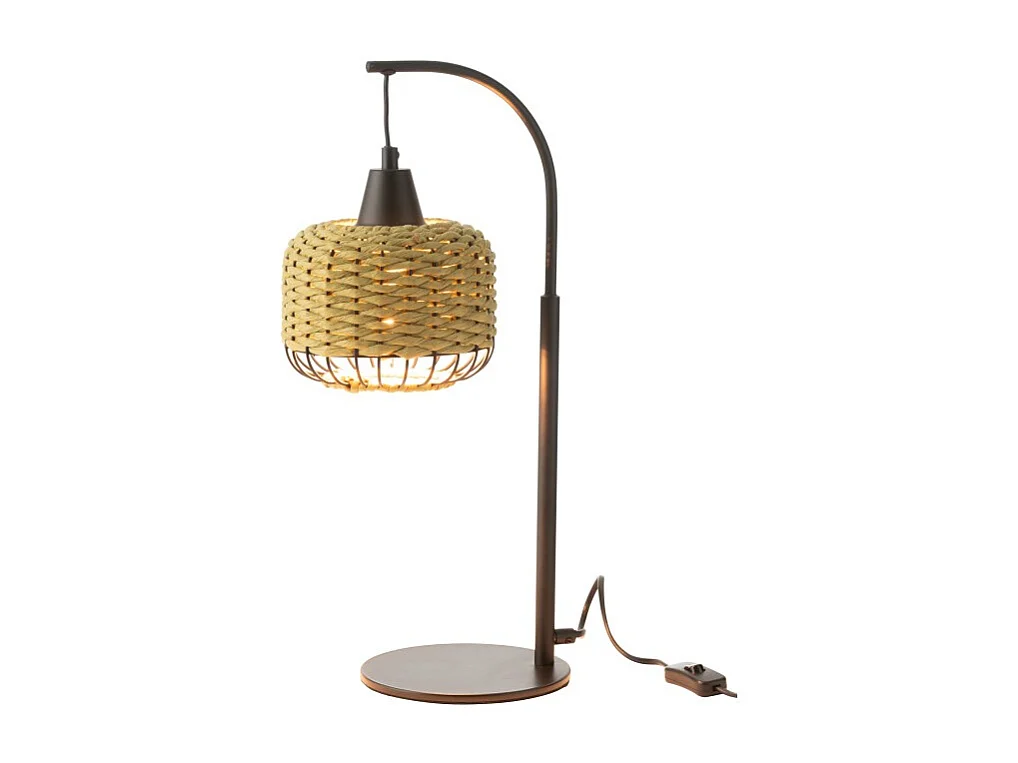 Lámpara de pie de metal y fibra verde 17x17x52 cm