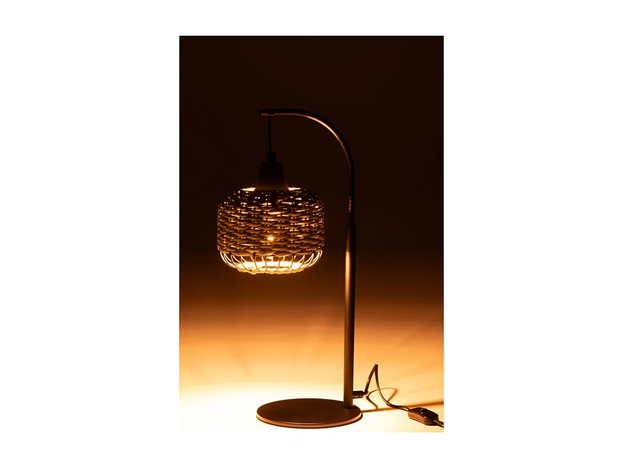 Lámpara de pie de metal y fibra verde 17x17x52 cm