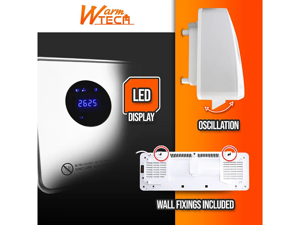Radiateur soufflant céramique mural  oscillant 2000W - Warm Tech