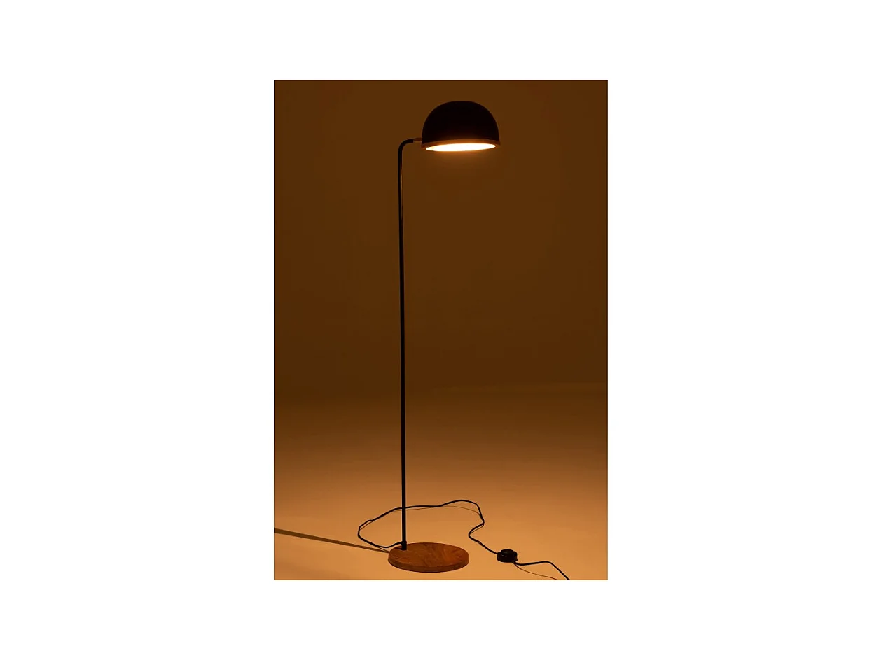 Lámpara de pie evy hierro/madera negro/natural Alt. 130 cm