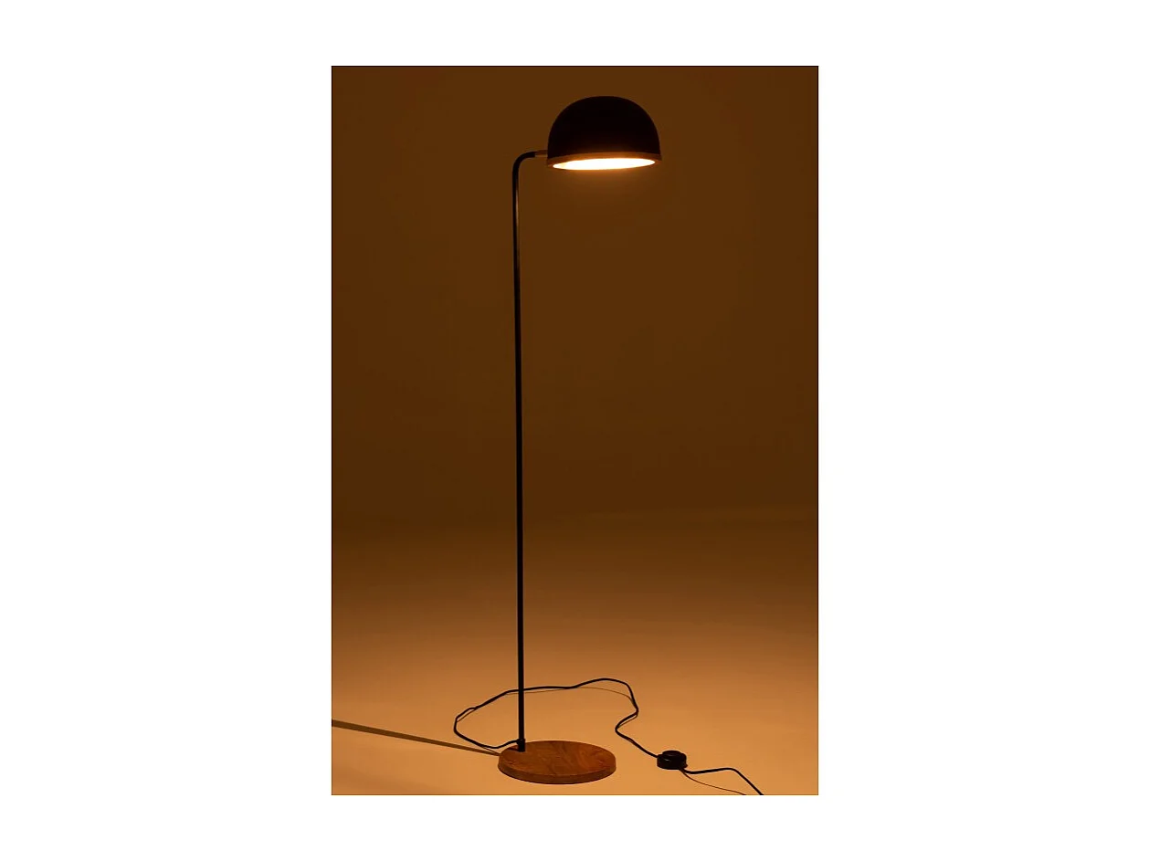 Lámpara de pie evy hierro/madera negro/natural Alt. 130 cm