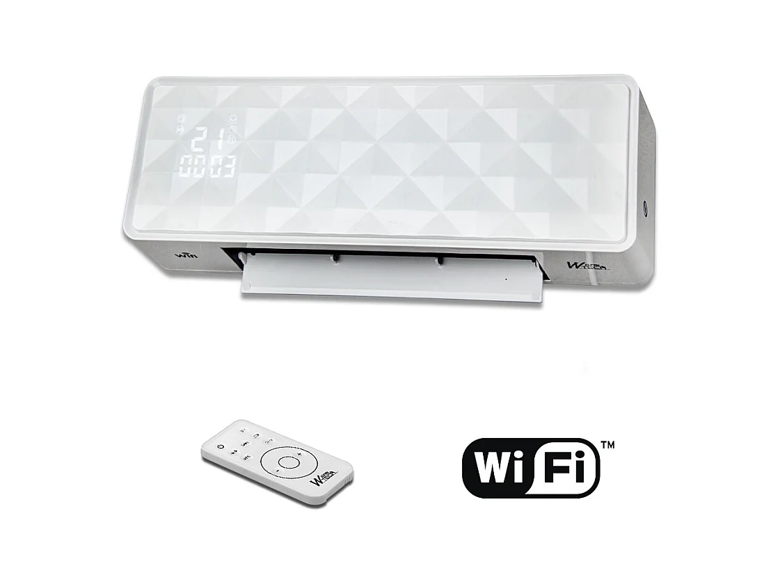 Radiateur soufflant céramique mural 2000W avec télécommande et connexion Wifi - Warm tech