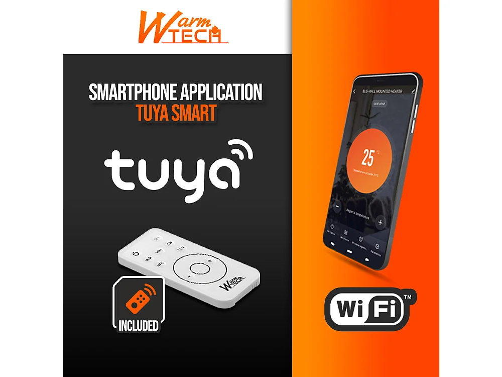 Radiateur soufflant céramique mural 2000W avec télécommande et connexion Wifi - Warm tech