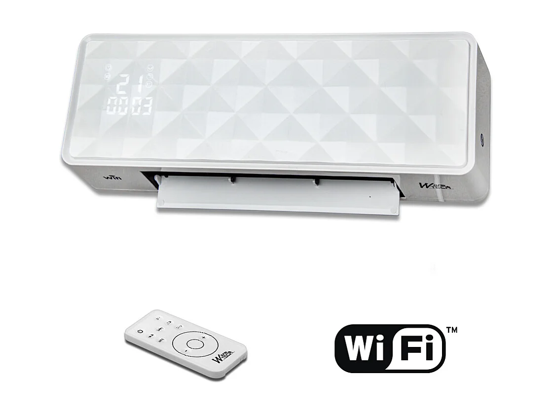 Radiateur soufflant céramique mural 2000W avec télécommande et connexion Wifi - Warm tech