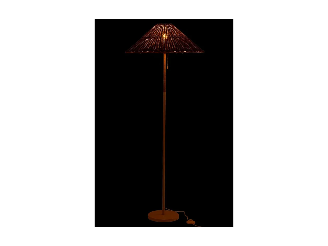 Lámpara de pie de metal y ratán blanco y natural 61x61x154 cm