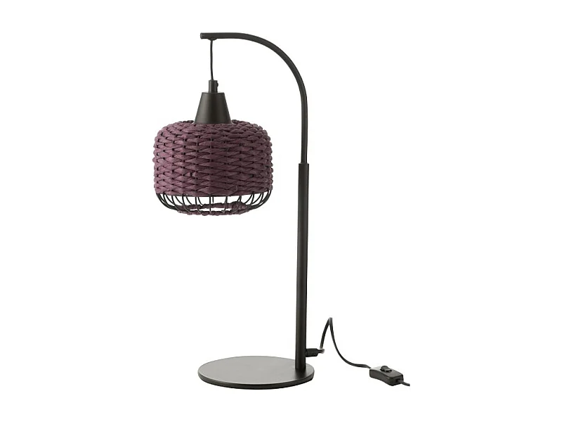 Lámpara de pie de metal y fibra marrón 17x17x52 cm