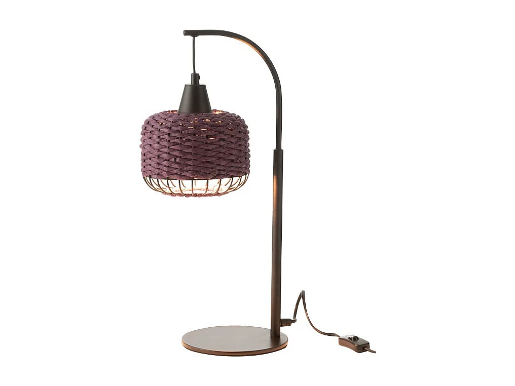 Lámpara de pie de metal y fibra marrón 17x17x52 cm