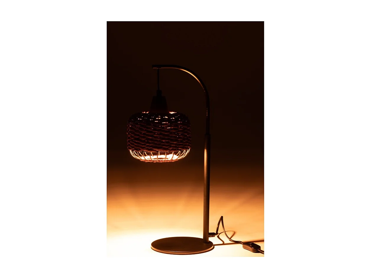 Lámpara de pie de metal y fibra marrón 17x17x52 cm